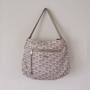 Kipling Sadie Beige Printed Hobo Expandable Handbag